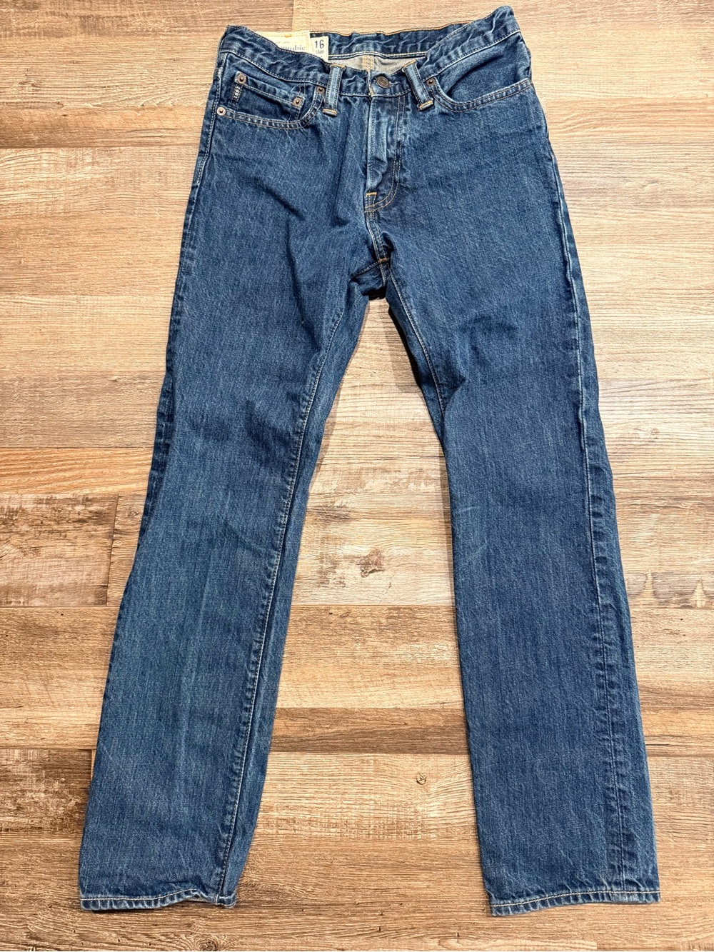 Abercrombie & Fitch Straight Jeans in Dark Blue Denim